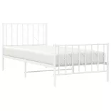 fehér fém ágykeret fej- és lábtámlával 90 x 200 cm