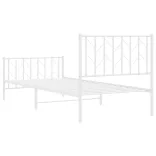 fehér fém ágykeret fej- és lábtámlával 90 x 200 cm