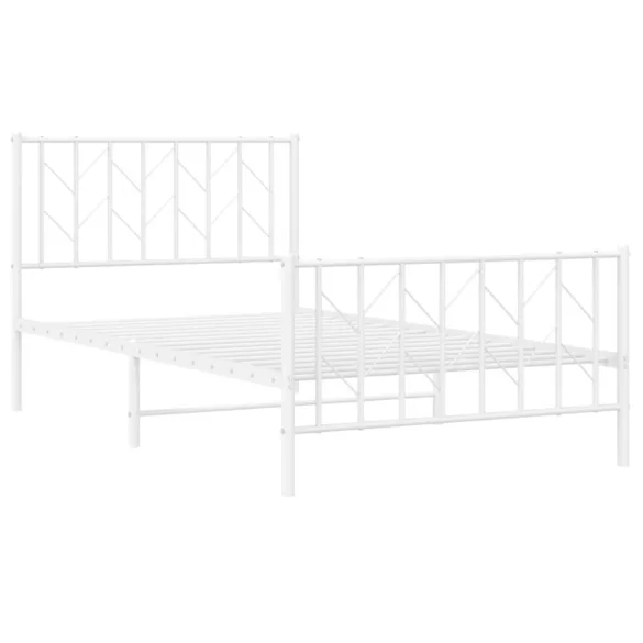 fehér fém ágykeret fej- és lábtámlával 100 x 190 cm
