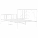 fehér fém ágykeret fej- és lábtámlával 107 x 203 cm