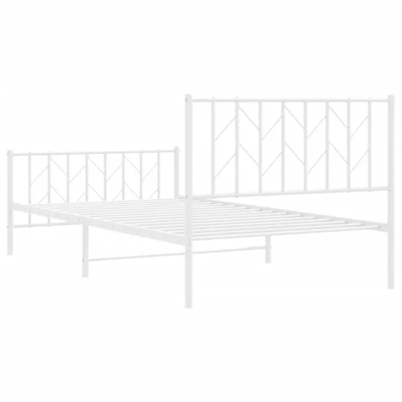 fehér fém ágykeret fej- és lábtámlával 107 x 203 cm