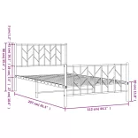 fehér fém ágykeret fej- és lábtámlával 107 x 203 cm