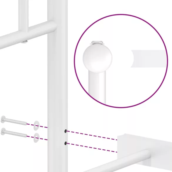 fehér fém ágykeret fej- és lábtámlával 183 x 213 cm