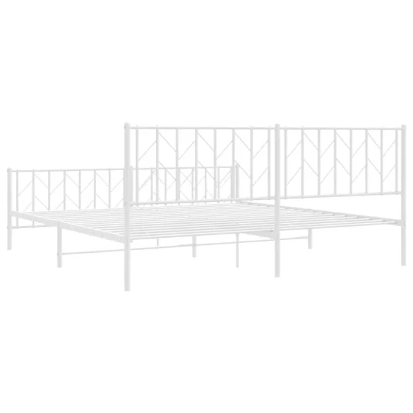 fehér fém ágykeret fej- és lábtámlával 193 x 203 cm