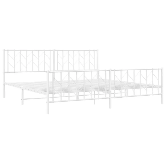 fehér fém ágykeret fej- és lábtámlával 200 x 200 cm