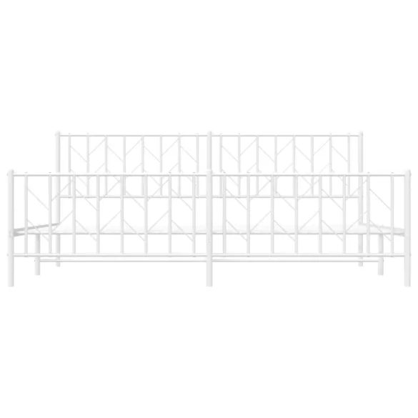 fehér fém ágykeret fej- és lábtámlával 200 x 200 cm