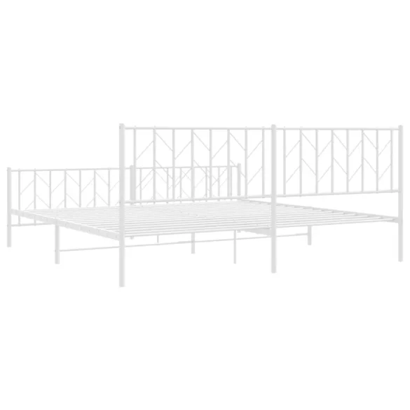 fehér fém ágykeret fej- és lábtámlával 200 x 200 cm