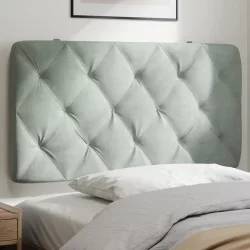 világosszürke bársony fejtámla párna 100 cm