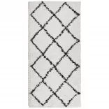 PAMPLONA krém és fekete bolyhos modern szőnyeg 100 x 200 cm