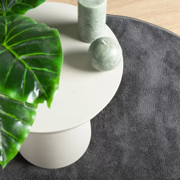 OVIEDO antracitszürke rövid szálú szőnyeg Ø 120 cm