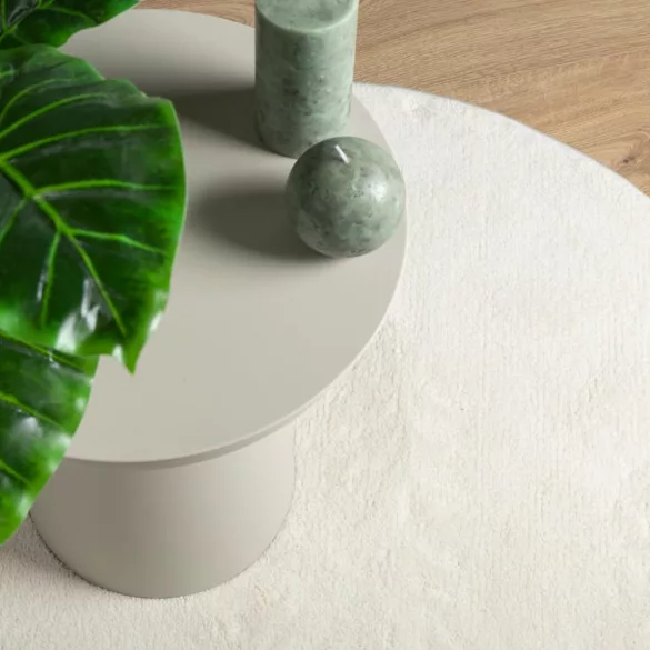 OVIEDO krémszínű rövid szálú szőnyeg Ø 120 cm