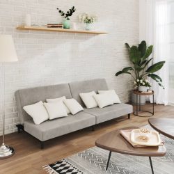 kétszemélyes világosszürke bársony kanapéágy