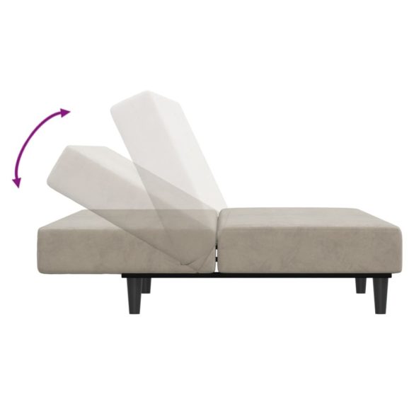 kétszemélyes világosszürke bársony kanapéágy