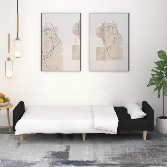 kétszemélyes fekete szövet kanapéágy