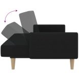 kétszemélyes fekete szövet kanapéágy