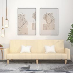 kétszemélyes krémszínű szövet kanapéágy