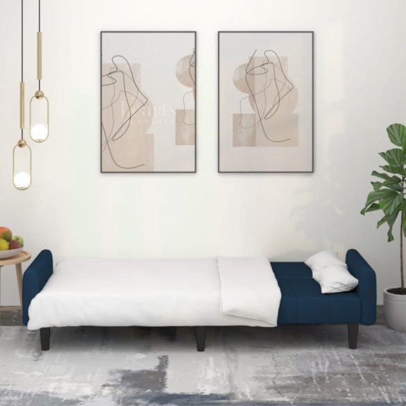 kétszemélyes kék bársony kanapéágy