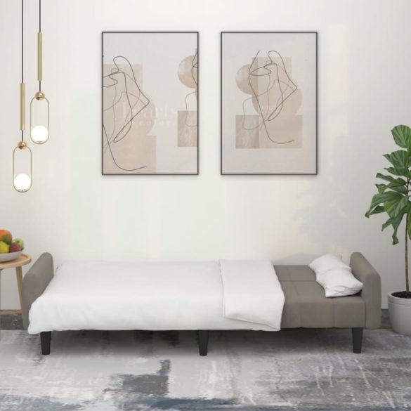 kétszemélyes világosszürke bársony kanapéágy