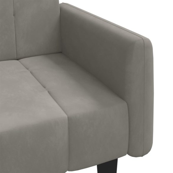 kétszemélyes világosszürke bársony kanapéágy