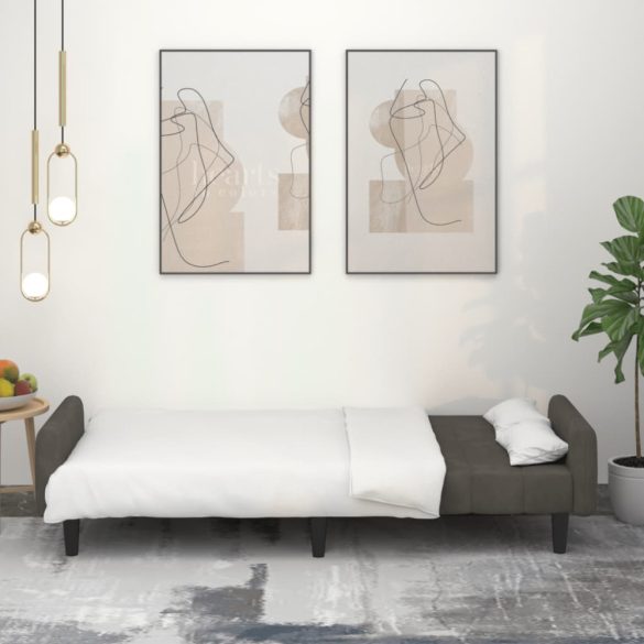 kétszemélyes sötétszürke bársony kanapéágy