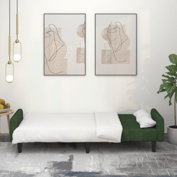 kétszemélyes sötétzöld bársony kanapéágy