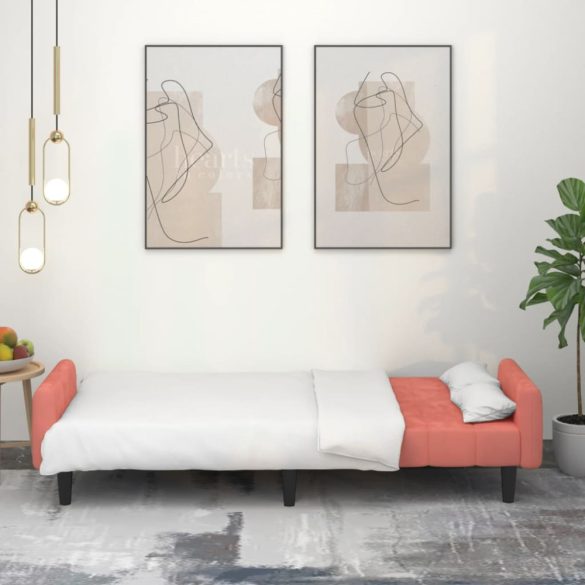 kétszemélyes rózsaszín bársony kanapéágy