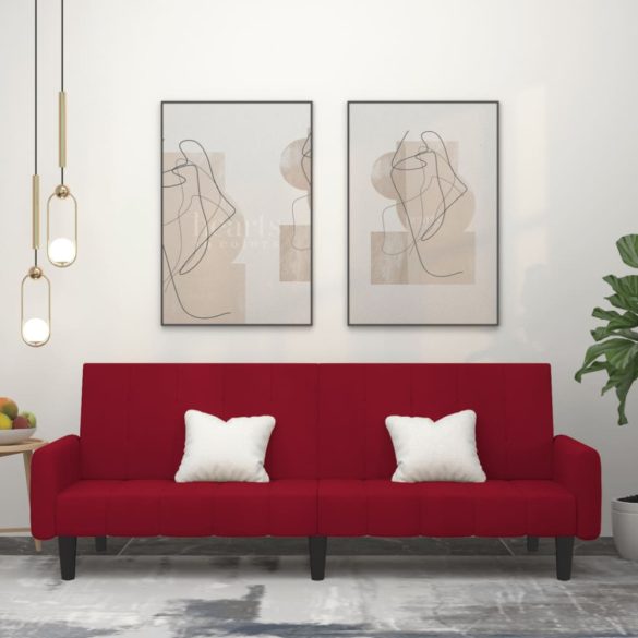 kétszemélyes bordó bársony kanapéágy