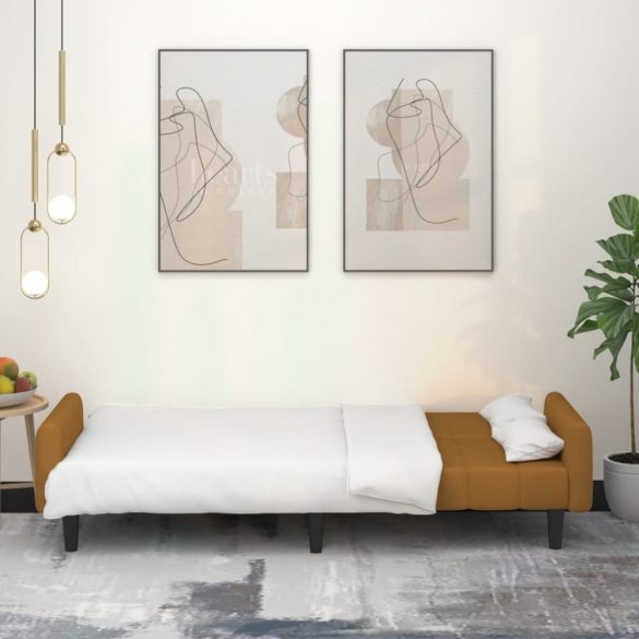 kétszemélyes barna bársony kanapéágy