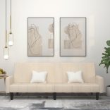 kétszemélyes krémszínű bársony kanapéágy