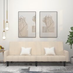 kétszemélyes krémszínű bársony kanapéágy