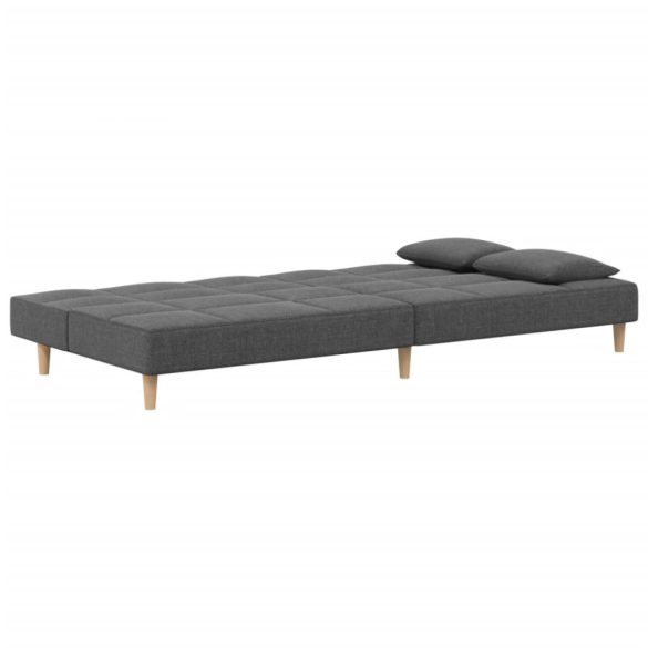 kétszemélyes világosszürke szövet kanapéágy két párnával