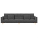 kétszemélyes világosszürke szövet kanapéágy két párnával