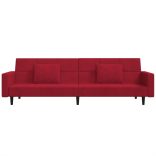 kétszemélyes bordó bársony kanapéágy két párnával