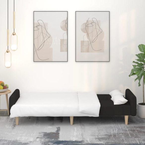 kétszemélyes fekete szövet kanapéágy