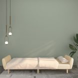 kétszemélyes krémszínű szövet kanapéágy