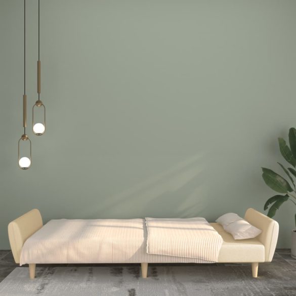 kétszemélyes krémszínű szövet kanapéágy