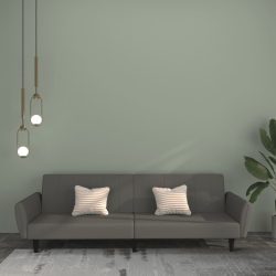 kétszemélyes sötétszürke bársony kanapéágy