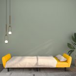 kétszemélyes sárga bársony kanapéágy