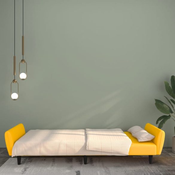 kétszemélyes sárga bársony kanapéágy