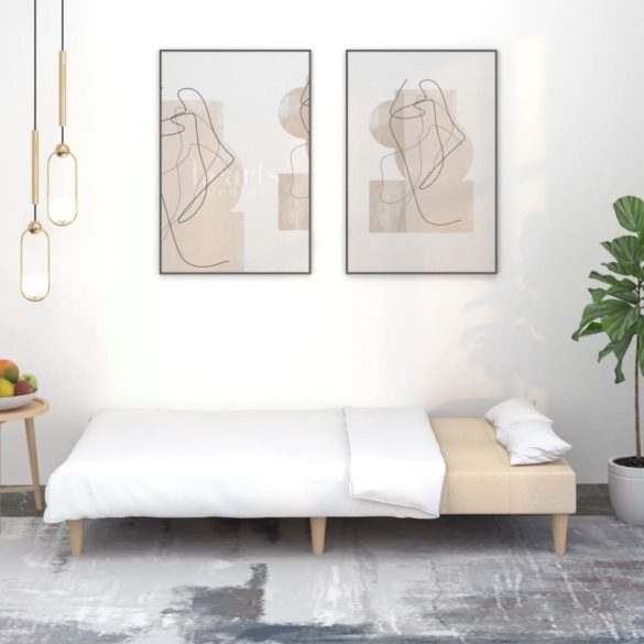 kétszemélyes krémszínű szövet kanapéágy