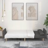 kétszemélyes sötétszürke szövet kanapéágy két párnával