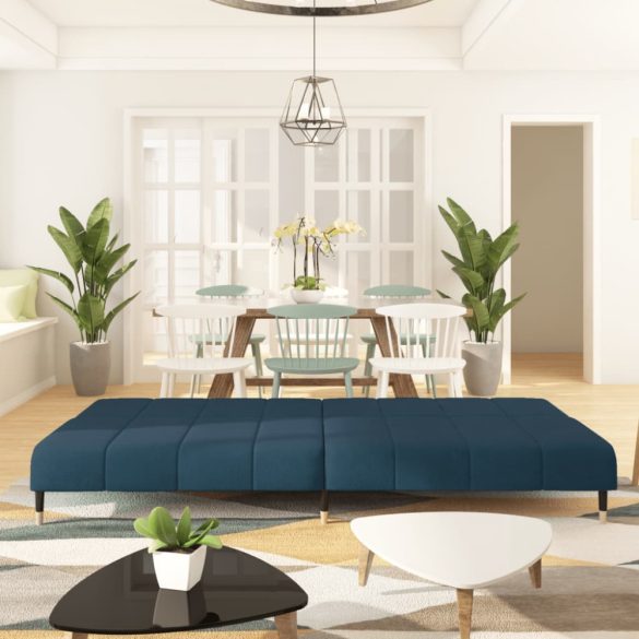 kétszemélyes kék bársony kanapéágy