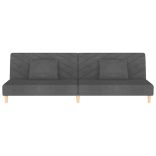 kétszemélyes sötétszürke szövet kanapéágy két párnával