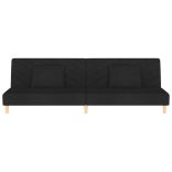 kétszemélyes fekete szövet kanapéágy két párnával