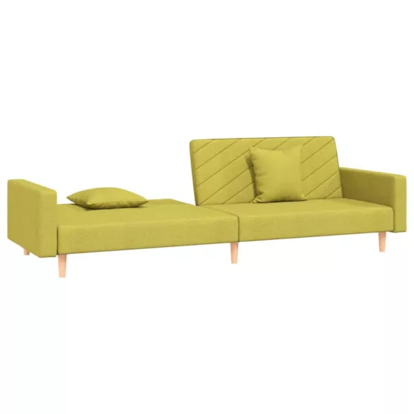 2 személyes zöld szövet kanapéágy két párnával