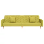 2 személyes zöld szövet kanapéágy két párnával