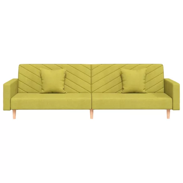 2 személyes zöld szövet kanapéágy két párnával