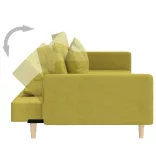 2 személyes zöld szövet kanapéágy két párnával