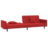 kétszemélyes bordó bársony kanapéágy két párnával