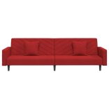 kétszemélyes bordó bársony kanapéágy két párnával